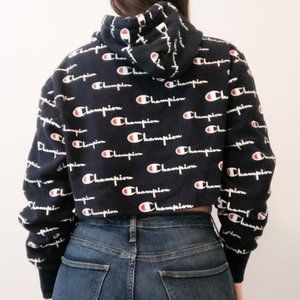 Champion Cropped Hoodie Sweatshirt Womens Sz M